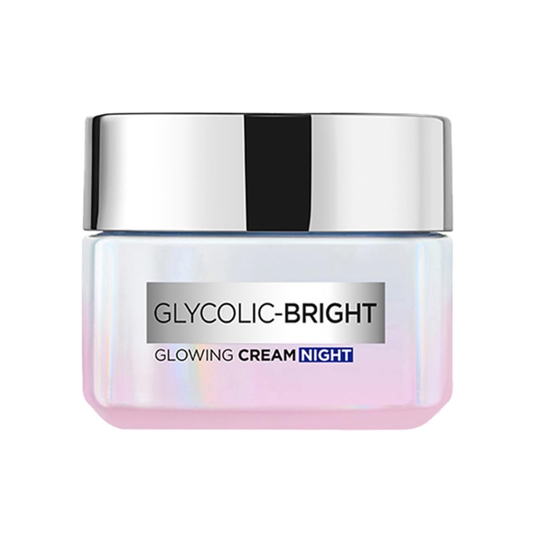 L'Oreal Paris Glycolic Bright Glow Night Cream – Aufhellende Nachtcreme mit Glykolsäure, 15 ml