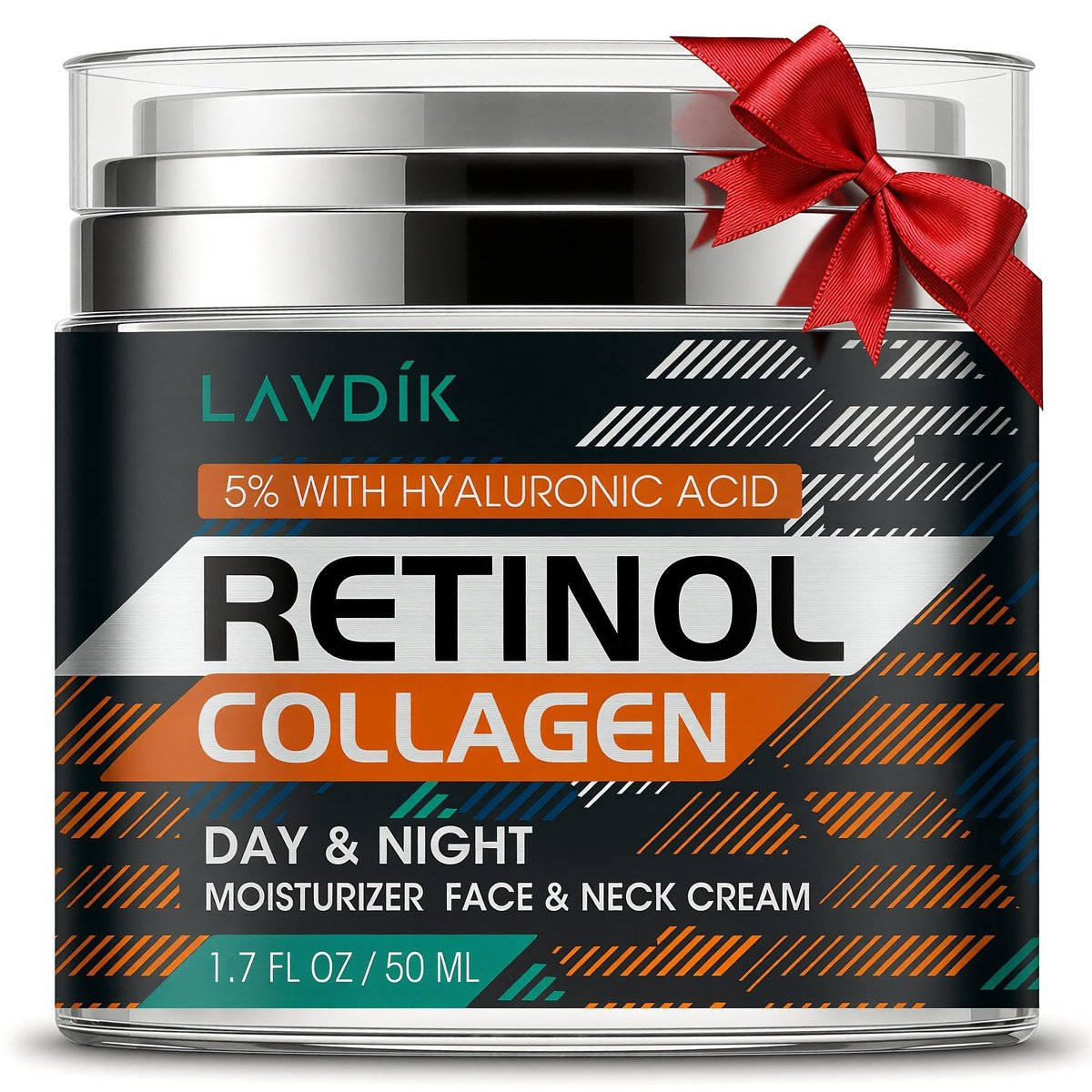 Retinol-Creme für das Gesicht mit Hyaluronsäure - Anti-Aging Feuchtigkeitscreme mit Kollagen für Frauen und Männer - Reduziert Falten und feine Linien - Tag und Nacht, 50 ml