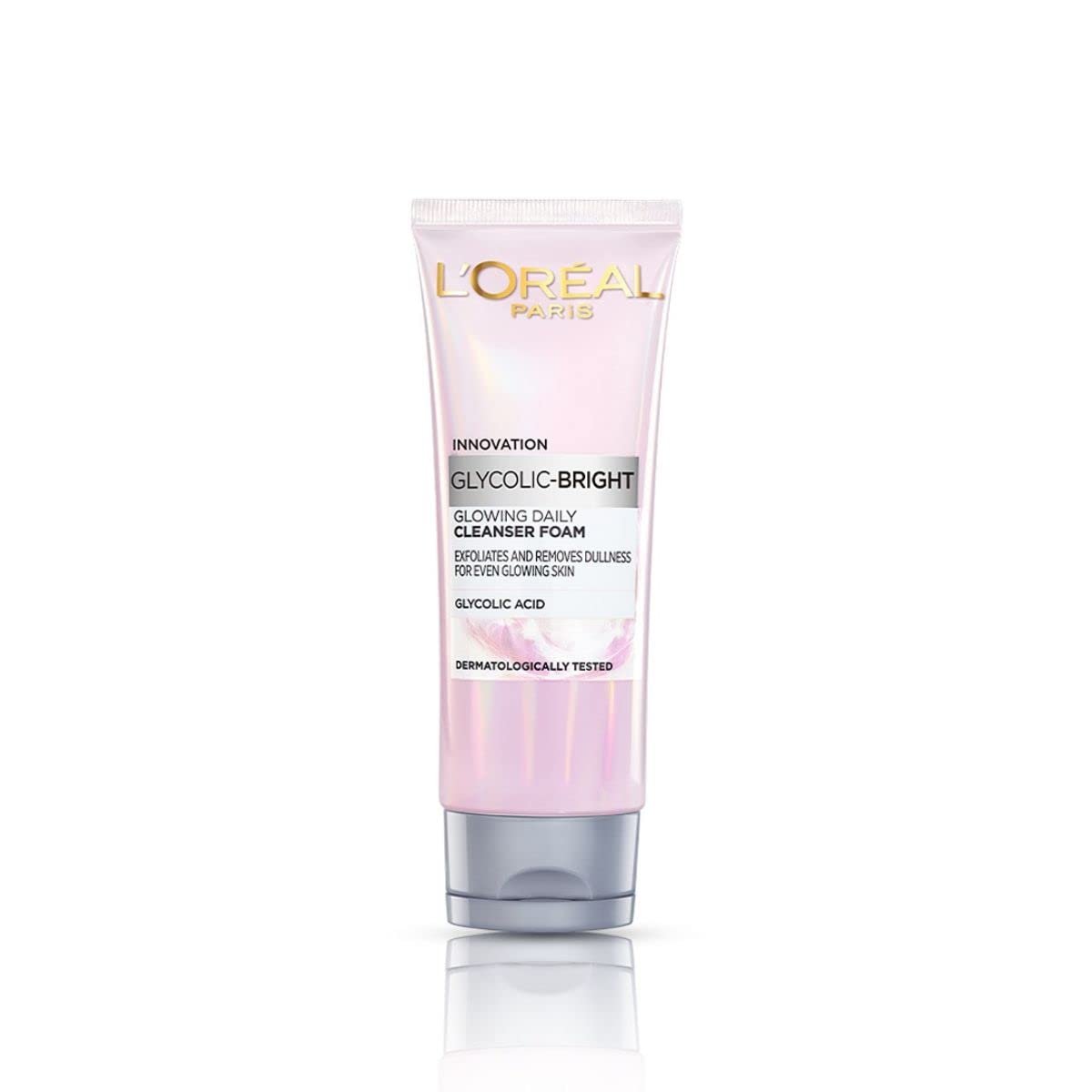 L'Oréal Paris Glycolic Bright Täglicher Reinigungsschaum für das Gesicht, 50 ml – Tägliche Gesichtsreinigung für stumpfe Haut