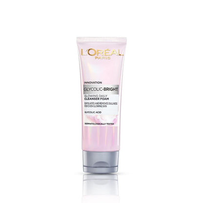 L'Oréal Paris Glycolic Bright Täglicher Reinigungsschaum für das Gesicht, 50 ml – Tägliche Gesichtsreinigung für stumpfe Haut