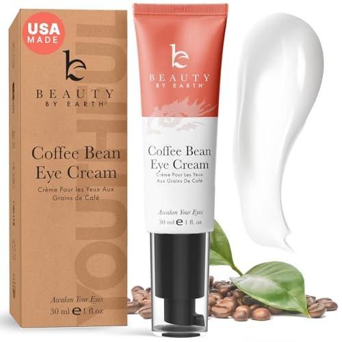 Beauty by Earth Koffein-Augencreme gegen Schwellungen und Tränensäcke - Hergestellt in den USA mit natürlichen und biologischen Inhaltsstoffen, Augencreme gegen dunkle Ringe mit Glycerin und Vitamin E, hellt auf und erfrischt