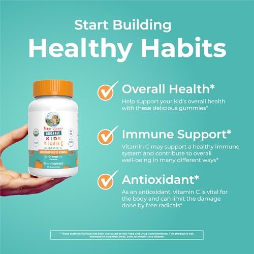 MARYRUTH'S Vitamin C Gummies für Kinder | Immununterstützung & allgemeine Gesundheit | USDA Bio | Vegan | Non-GMO | 60 Portionen