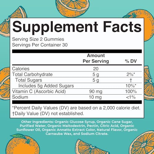 MARYRUTH'S Vitamin C Gummies für Kinder | Immununterstützung & allgemeine Gesundheit | USDA Bio | Vegan | Non-GMO | 60 Portionen