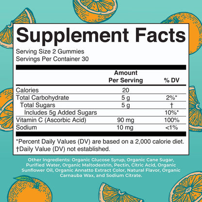 MARYRUTH'S Vitamin C Gummies für Kinder | Immununterstützung & allgemeine Gesundheit | USDA Bio | Vegan | Non-GMO | 60 Portionen