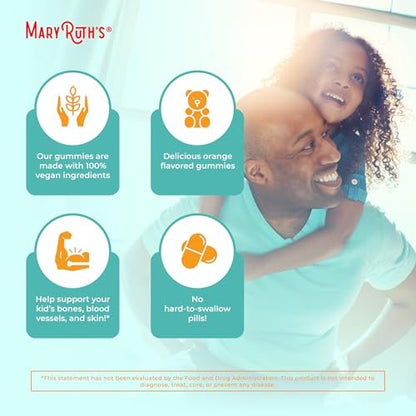 MARYRUTH'S Vitamin C Gummies für Kinder | Immununterstützung & allgemeine Gesundheit | USDA Bio | Vegan | Non-GMO | 60 Portionen