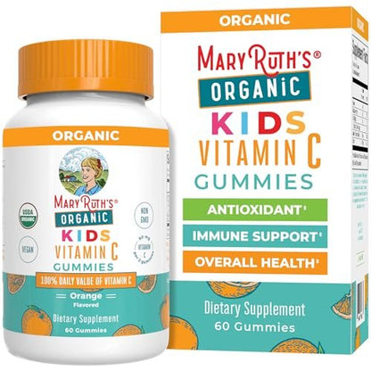 MARYRUTH'S Vitamin C Gummies für Kinder | Immununterstützung & allgemeine Gesundheit | USDA Bio | Vegan | Non-GMO | 60 Portionen
