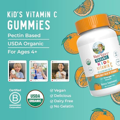 MARYRUTH'S Vitamin C Gummies für Kinder | Immununterstützung & allgemeine Gesundheit | USDA Bio | Vegan | Non-GMO | 60 Portionen