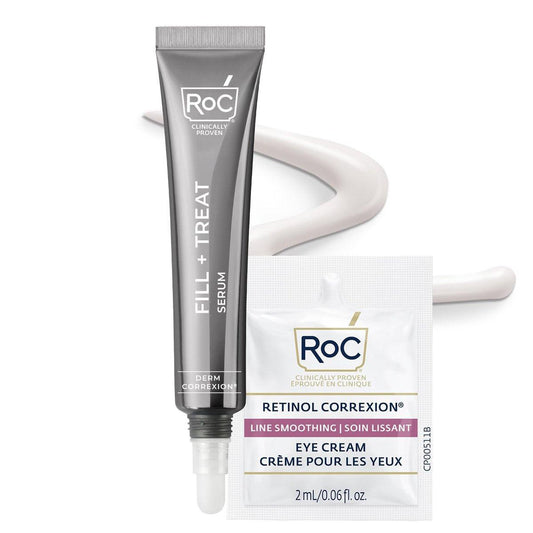 RoC Derm Correxion Fill + Treat Fortschrittliches Retinol-Serum mit Hyaluronsäure – Anti-Falten-Behandlung für Krähenfüße, 11 Falten & Lachfalten (0,5 fl oz)