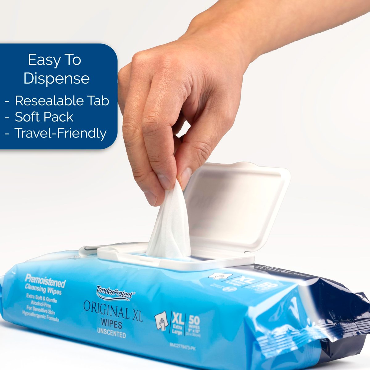 TenderProtect® Original XL Premium Feuchttücher für Erwachsene (50 Stück) – Extragroße 9"x12" Tücher mit Aloe Vera, für Babys & Senioren, Inkontinenz, Hände- und Körperreinigung