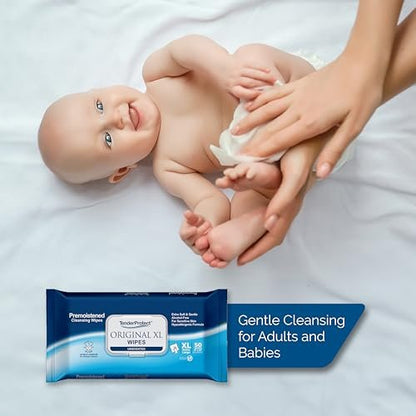 TenderProtect® Original XL Premium Feuchttücher für Erwachsene (50 Stück) – Extragroße 9"x12" Tücher mit Aloe Vera, für Babys & Senioren, Inkontinenz, Hände- und Körperreinigung