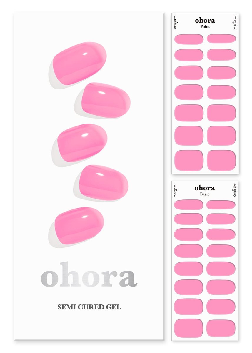 ohora Semi Cured Gel Nail Strips N Tint High-Teen – Langlebige Gel-Nagelfolien in Rosa, einfache Anwendung & Entfernung, passend für alle UV/LED-Lampen