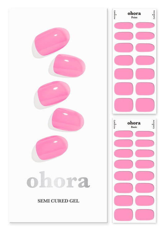 ohora Semi Cured Gel Nail Strips N Tint High-Teen – Langlebige Gel-Nagelfolien in Rosa, einfache Anwendung & Entfernung, passend für alle UV/LED-Lampen