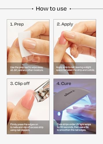 ohora Semi Cured Gel Nail Strips N Tint High-Teen – Langlebige Gel-Nagelfolien in Rosa, einfache Anwendung & Entfernung, passend für alle UV/LED-Lampen
