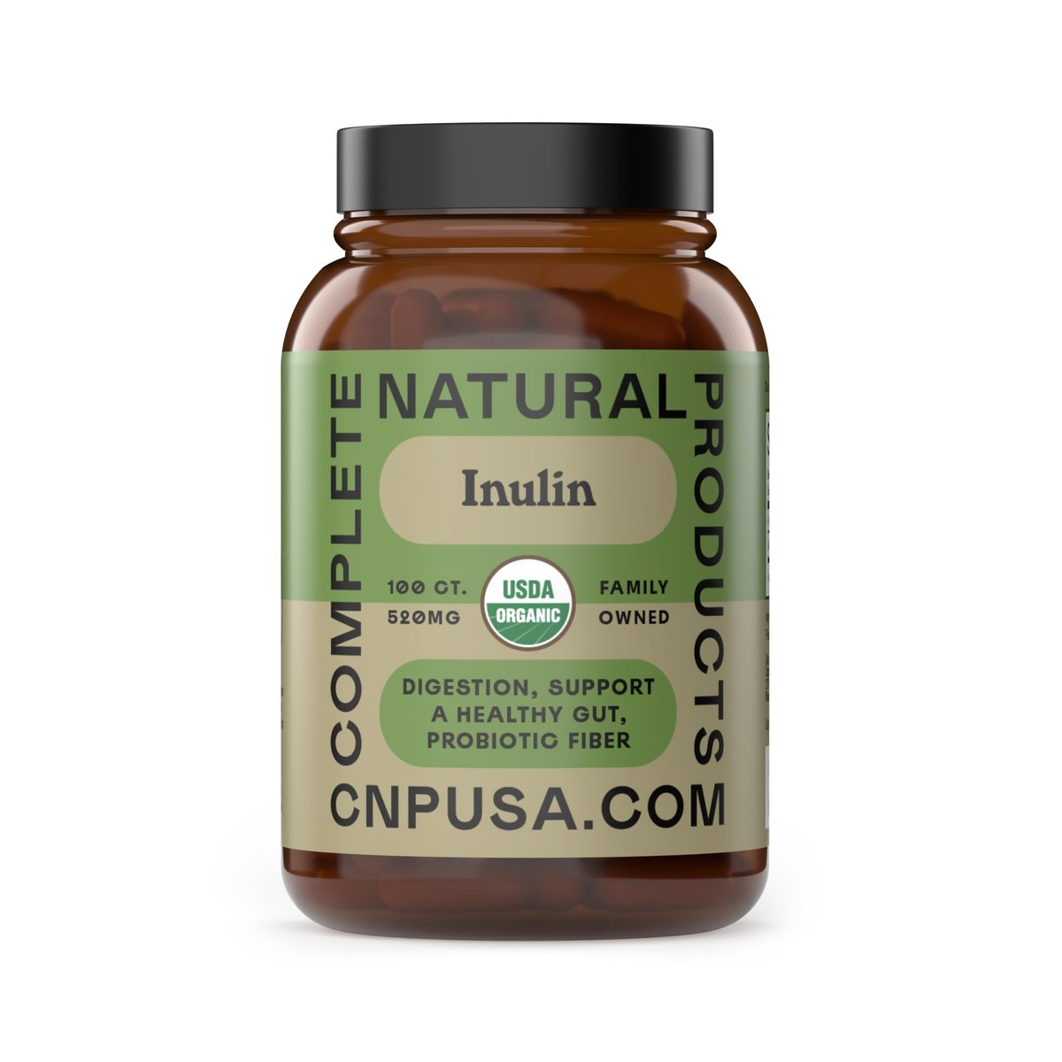 Bio Inulin Kapseln 520mg - Organischer Inulin-Pulver-Faser aus Topinambur, Präbiotische Ballaststoffe für die Verdauung, Pflanzliche Formel, Vegan, Ohne Gentechnik, 100 Kapseln Hergestellt in den USA