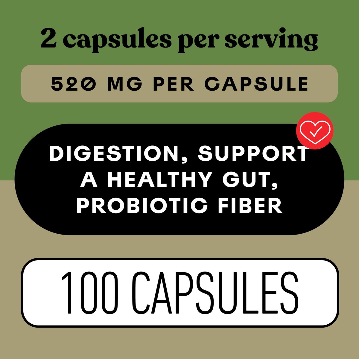 Bio Inulin Kapseln 520mg - Organischer Inulin-Pulver-Faser aus Topinambur, Präbiotische Ballaststoffe für die Verdauung, Pflanzliche Formel, Vegan, Ohne Gentechnik, 100 Kapseln Hergestellt in den USA