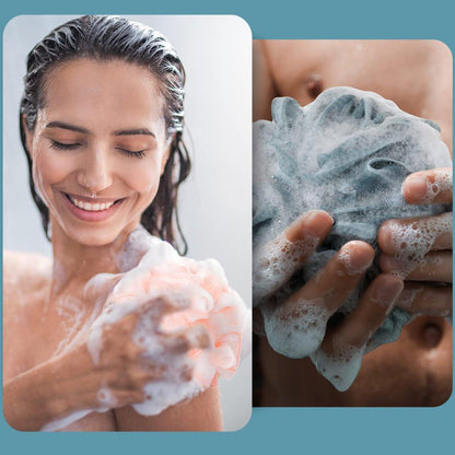 Shellwei 48er Pack Badeschwämme Duschschwämme im Großpack, 50g weiche Netz-Körperpeeling-Duschpuff-Bälle Mesh-Peeling-Badescrunchies für Männer und Frauen