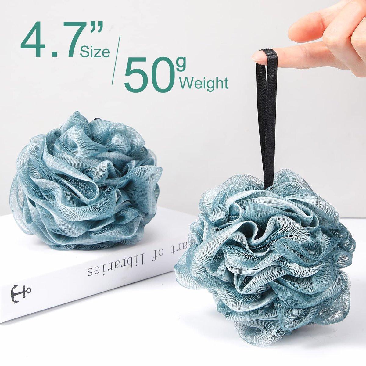 Shellwei 48er Pack Badeschwämme Duschschwämme im Großpack, 50g weiche Netz-Körperpeeling-Duschpuff-Bälle Mesh-Peeling-Badescrunchies für Männer und Frauen