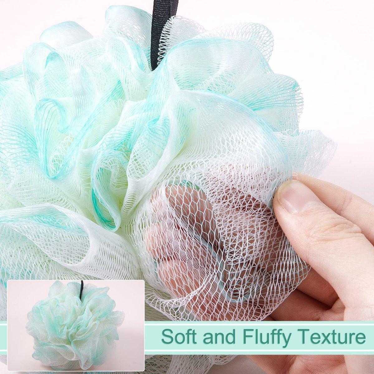 Shellwei 48er Pack Badeschwämme Duschschwämme im Großpack, 50g weiche Netz-Körperpeeling-Duschpuff-Bälle Mesh-Peeling-Badescrunchies für Männer und Frauen
