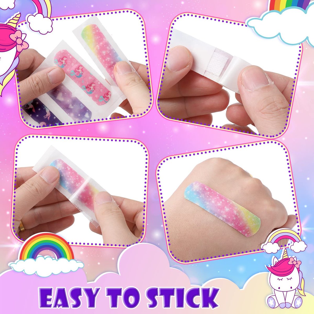 Funtery 8er-Pack bunte Kinder-Pflaster aus Stoff, selbstklebend, flexibel, für Schnitte, Schrammen, Wunden, Verbrennungen, Baby, Kind, Kleinkind, gemusterte Motive