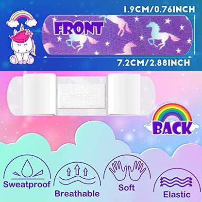 Funtery 8er-Pack bunte Kinder-Pflaster aus Stoff, selbstklebend, flexibel, für Schnitte, Schrammen, Wunden, Verbrennungen, Baby, Kind, Kleinkind, gemusterte Motive