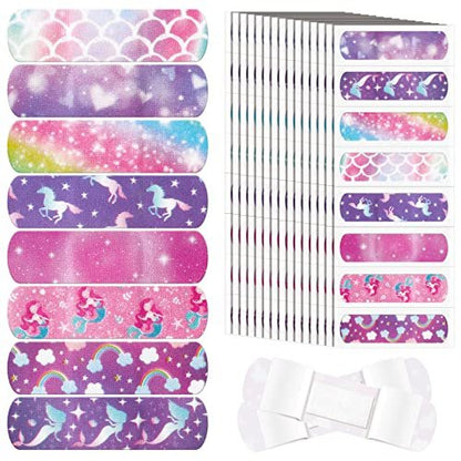 Funtery 8er-Pack bunte Kinder-Pflaster aus Stoff, selbstklebend, flexibel, für Schnitte, Schrammen, Wunden, Verbrennungen, Baby, Kind, Kleinkind, gemusterte Motive