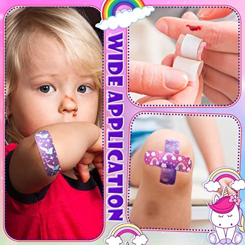 Funtery 8er-Pack bunte Kinder-Pflaster aus Stoff, selbstklebend, flexibel, für Schnitte, Schrammen, Wunden, Verbrennungen, Baby, Kind, Kleinkind, gemusterte Motive