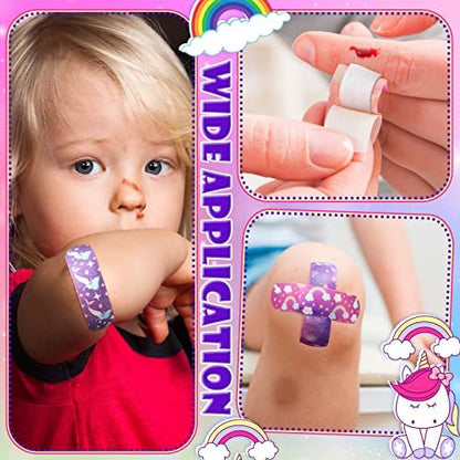 Funtery 8er-Pack bunte Kinder-Pflaster aus Stoff, selbstklebend, flexibel, für Schnitte, Schrammen, Wunden, Verbrennungen, Baby, Kind, Kleinkind, gemusterte Motive