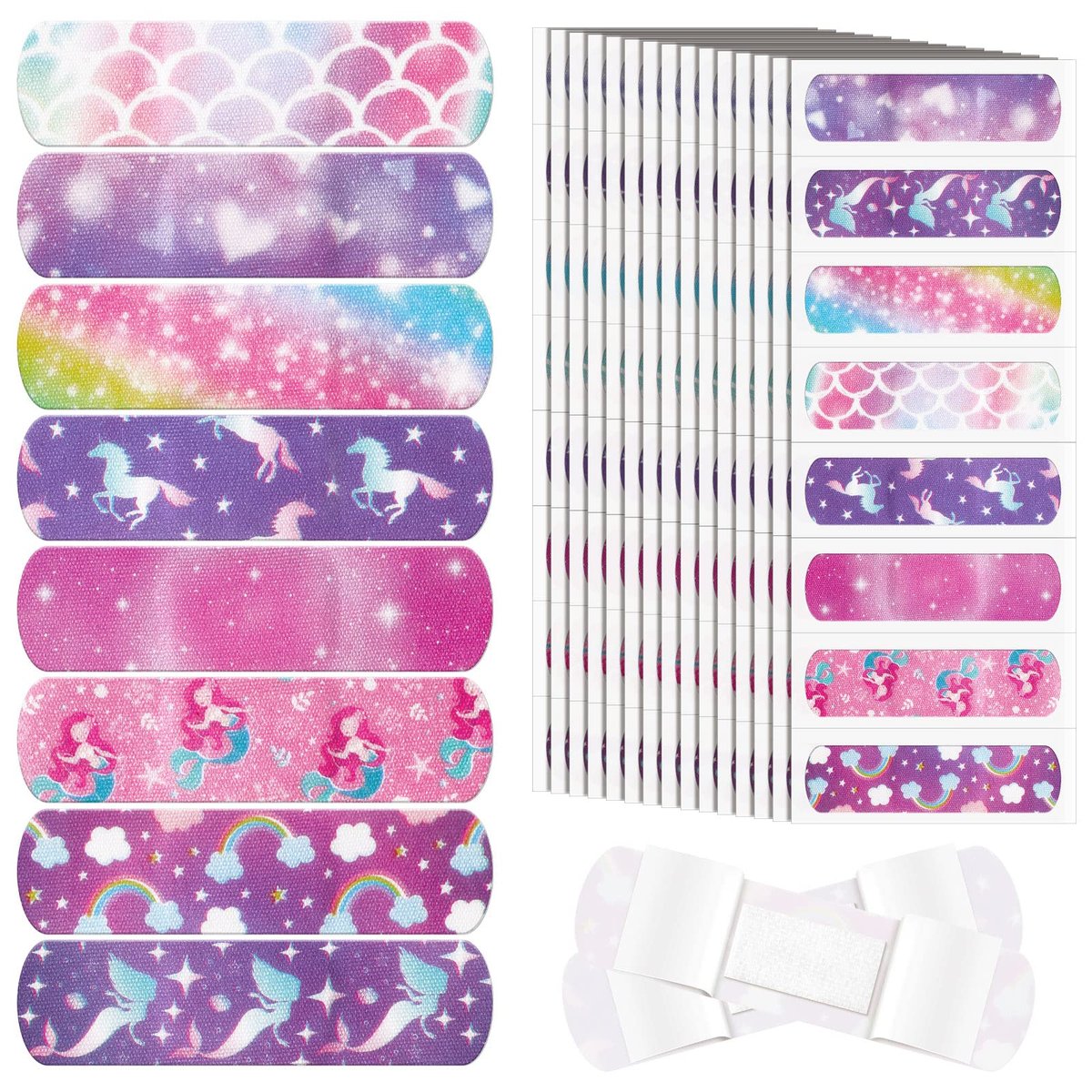 Funtery 8er-Pack bunte Kinder-Pflaster aus Stoff, selbstklebend, flexibel, für Schnitte, Schrammen, Wunden, Verbrennungen, Baby, Kind, Kleinkind, gemusterte Motive