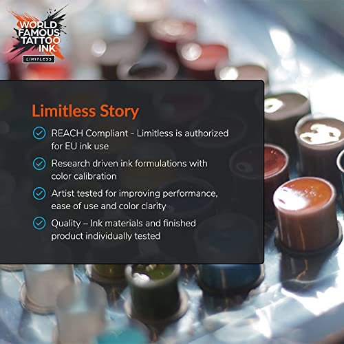 World Famous Tattoo Ink Limitless – Mittelrot 1 – Professionelle Tätowierfarbe & Tattoo-Zubehör – Hautsichere permanente Tätowierung in kräftigen Farbtönen – Vegan & ungiftig (30 ml)