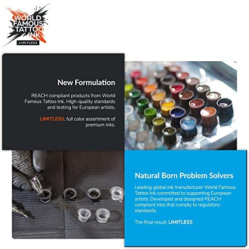 World Famous Tattoo Ink Limitless – Mittelrot 1 – Professionelle Tätowierfarbe & Tattoo-Zubehör – Hautsichere permanente Tätowierung in kräftigen Farbtönen – Vegan & ungiftig (30 ml)