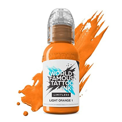 WORLD FAMOUS TATTOO INK Limitless - Hellorange 1 – Professionelle Tattoo-Farbe & Tattoo-Zubehör – Hautsichere permanente Tätowierung in kräftigen Farbtönen – Vegan & ungiftig (30 ml)
