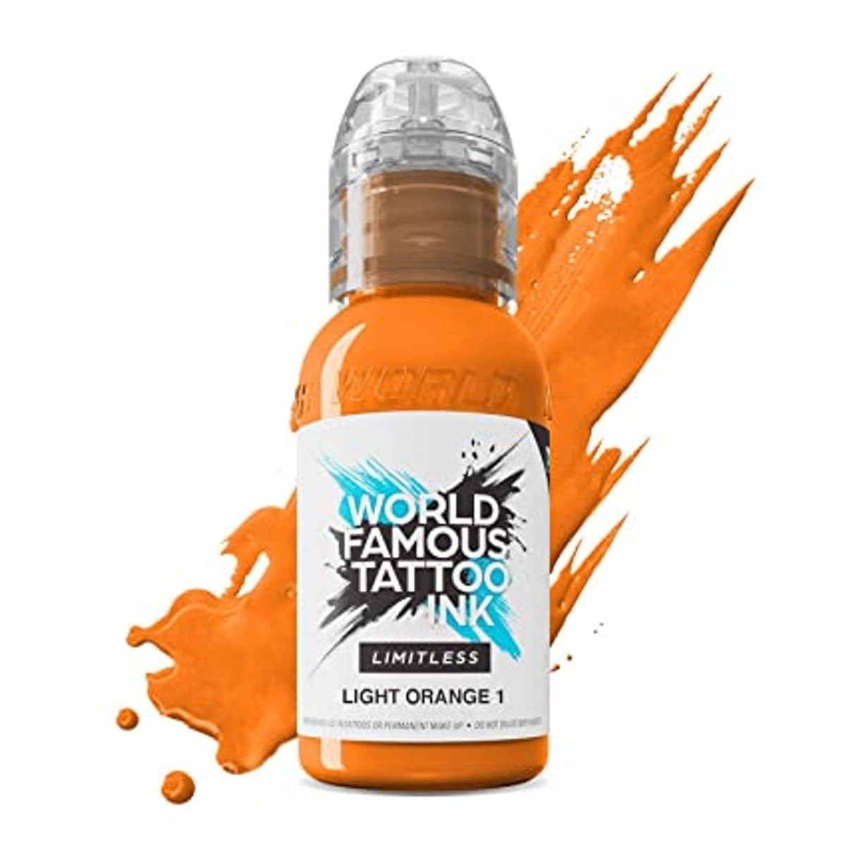 WORLD FAMOUS TATTOO INK Limitless - Hellorange 1 – Professionelle Tattoo-Farbe & Tattoo-Zubehör – Hautsichere permanente Tätowierung in kräftigen Farbtönen – Vegan & ungiftig (30 ml)