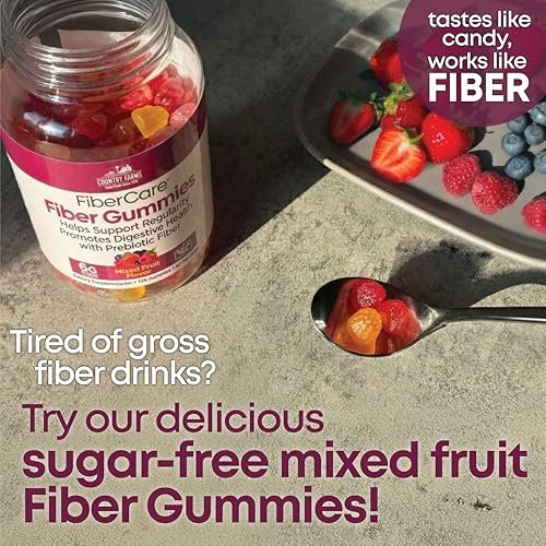 Country Farms Fiber Care Prebiotische Gummibärchen, 6g Ballaststoffe pro Portion, GLP-1 Booster, FOS aus Rüben, Verdauungsgesundheit und Blähungen, Unterstützt Regelmäßigkeit, gemischter Fruchtgeschmack, 120 Gummibärchen, 40 Portionen