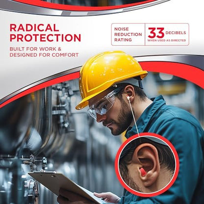 Hearos Radical Protection Schaumstoff-Ohrstöpsel, Gehörschutz, NRR 33, 12 Paar, Orange (5801)