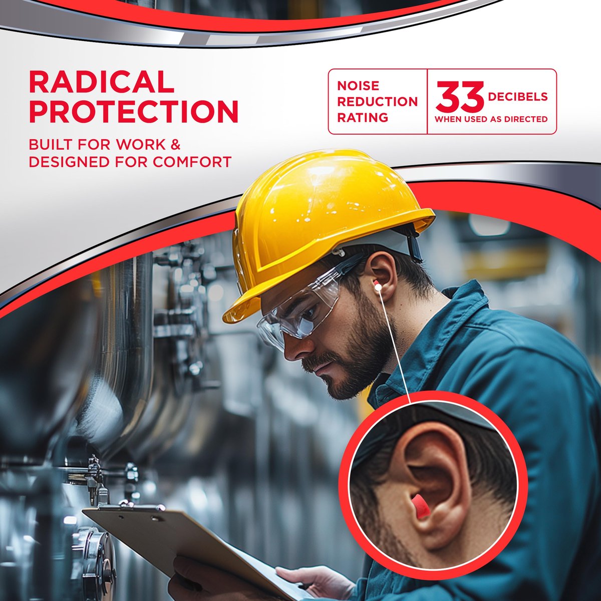Hearos Radical Protection Schaumstoff-Ohrstöpsel, Gehörschutz, NRR 33, 12 Paar, Orange (5801)