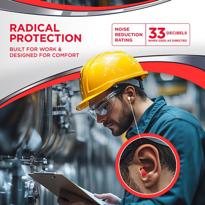 Hearos Radical Protection Schaumstoff-Ohrstöpsel, Gehörschutz, NRR 33, 12 Paar, Orange (5801)