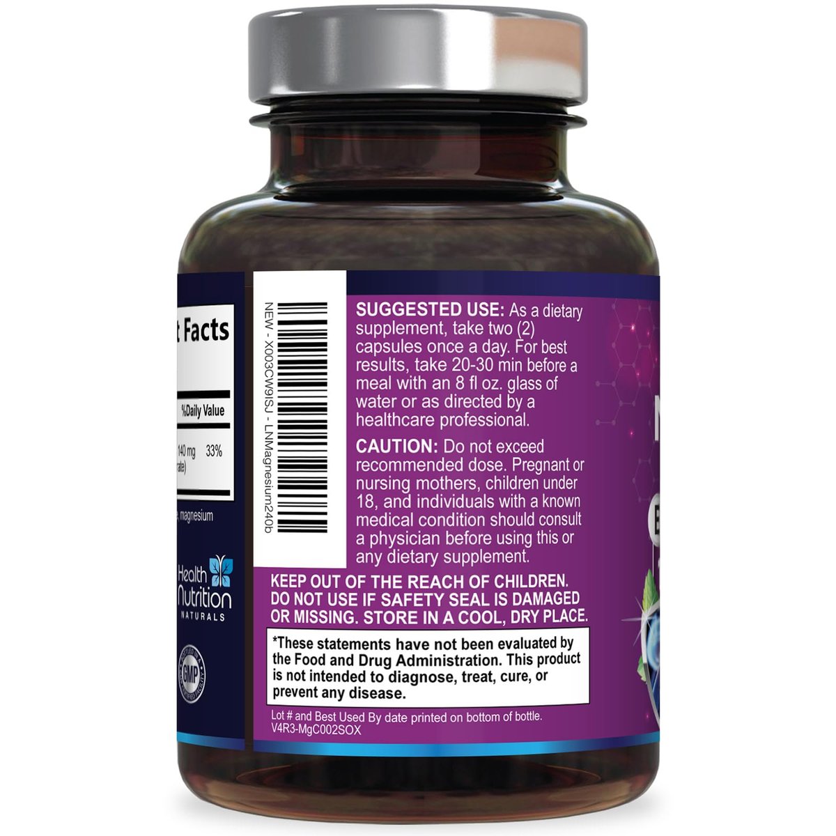 Magnesiumcitrat 1000 mg pro Portion – Hochdosierte Magnesiumkapseln mit maximaler Absorption für Muskel-, Nerven-, Knochen- und Herzgesundheit, glutenfrei, nicht-GVO – 240 Kapseln