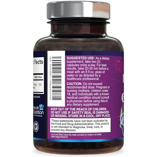 Magnesiumcitrat 1000 mg pro Portion – Hochdosierte Magnesiumkapseln mit maximaler Absorption für Muskel-, Nerven-, Knochen- und Herzgesundheit, glutenfrei, nicht-GVO – 240 Kapseln