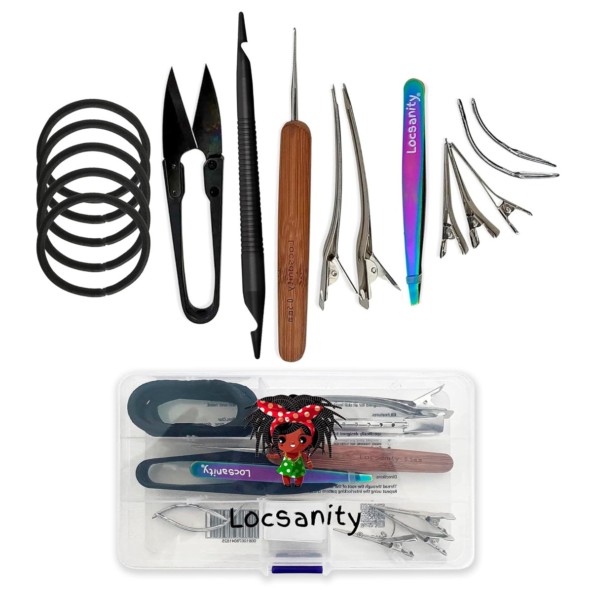 Locsanity Dreadlock Retightening & Interlocking Werkzeug-Set für Sisterlocks – Doppelendige Metall-Häkelnadel für Microlocks, kleine & mittlere Locs Pflege