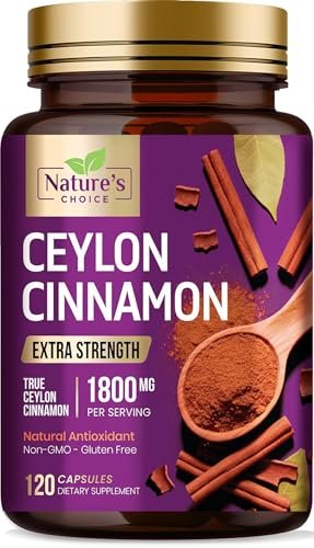 Ceylon-Zimt Kapseln - Bio-Zimtpulver aus Ceylon - 100% extra starke Zimtpillen - Energie & Herzunterstützung - Glutenfrei & Zuckerfrei - Hergestellt in den USA - 120 Kapseln