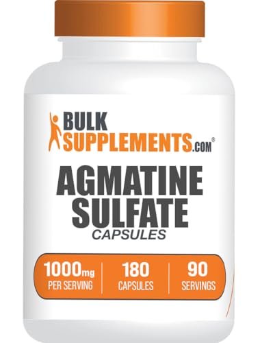 BulkSupplements.com Agmatinsulfat Kapseln - Stickstoffmonoxid-Präparat, Agmatin-Präparat - Glutenfrei, 2 Kapseln pro Portion, 180 Stück (1er-Pack)