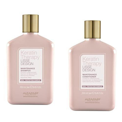 Alfaparf Milano Lisse Design Keratin Shampoo & Conditioner Set - Sulfatfrei - Anti-Frizz - Pflegt und verbessert professionelle Keratinbehandlung - Glattes & glänzendes Haar