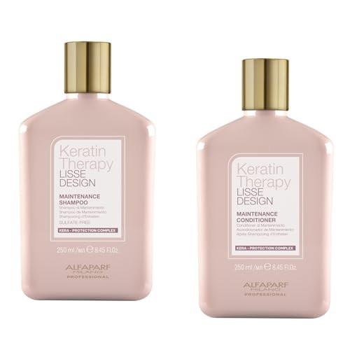 Alfaparf Milano Lisse Design Keratin Shampoo & Conditioner Set - Sulfatfrei - Anti-Frizz - Pflegt und verbessert professionelle Keratinbehandlung - Glattes & glänzendes Haar