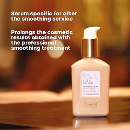 ALFAPARF MILANO Lisse Design Keratin Therapy Haar Serum – Anti-Frizz, Glättend, Hitzeschutz & Pflege für geschädigtes Haar – Leave-In mit Kollagen & Keratin (125 ml)