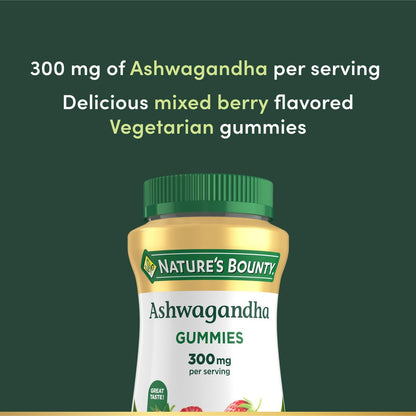 Nature's Bounty Ashwagandha Gummis, 300 mg KSM-66 Ashwagandha-Extrakt, gemischte Beere, 60 Gummis