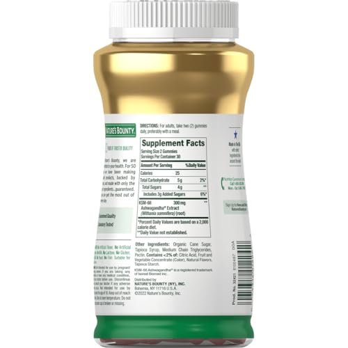 Nature's Bounty Ashwagandha Gummis, 300 mg KSM-66 Ashwagandha-Extrakt, gemischte Beere, 60 Gummis