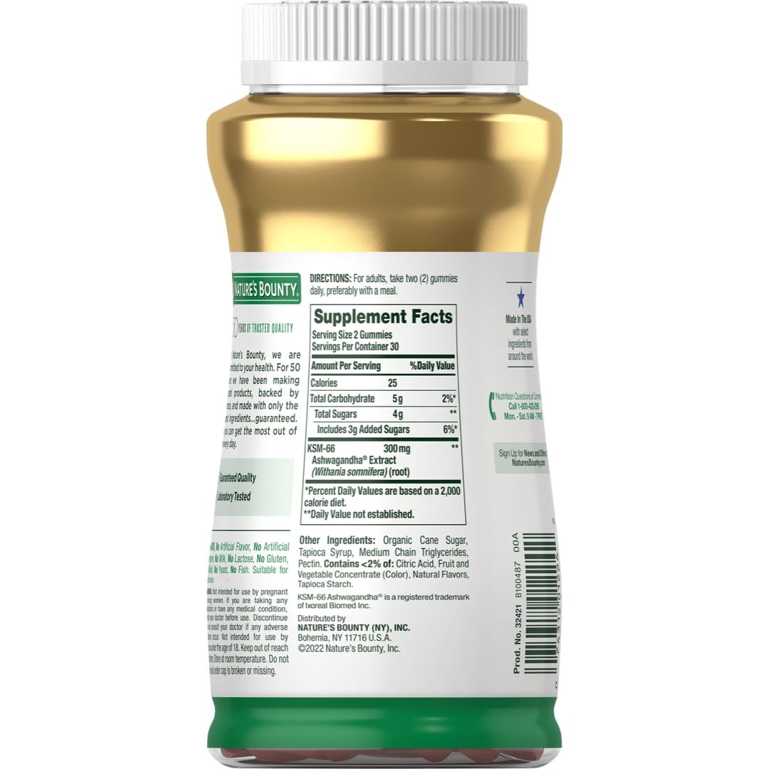 Nature's Bounty Ashwagandha Gummis, 300 mg KSM-66 Ashwagandha-Extrakt, gemischte Beere, 60 Gummis