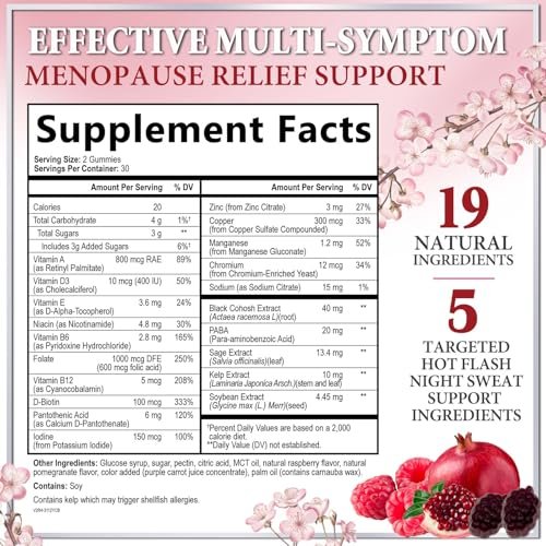 Hello Lovely! Menopause Gummies – Natürliche Hilfe bei Hitzewallungen & Nachtschweiß, 16-in-1 Multi-Vorteil für Balance & Energie, 60 Gummis