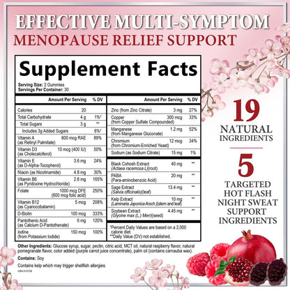Hello Lovely! Menopause Gummies – Natürliche Hilfe bei Hitzewallungen & Nachtschweiß, 16-in-1 Multi-Vorteil für Balance & Energie, 60 Gummis