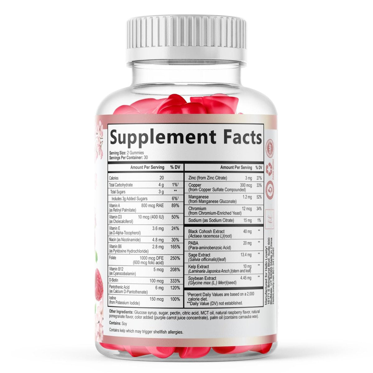 Hello Lovely! Menopause Gummies – Natürliche Hilfe bei Hitzewallungen & Nachtschweiß, 16-in-1 Multi-Vorteil für Balance & Energie, 60 Gummis